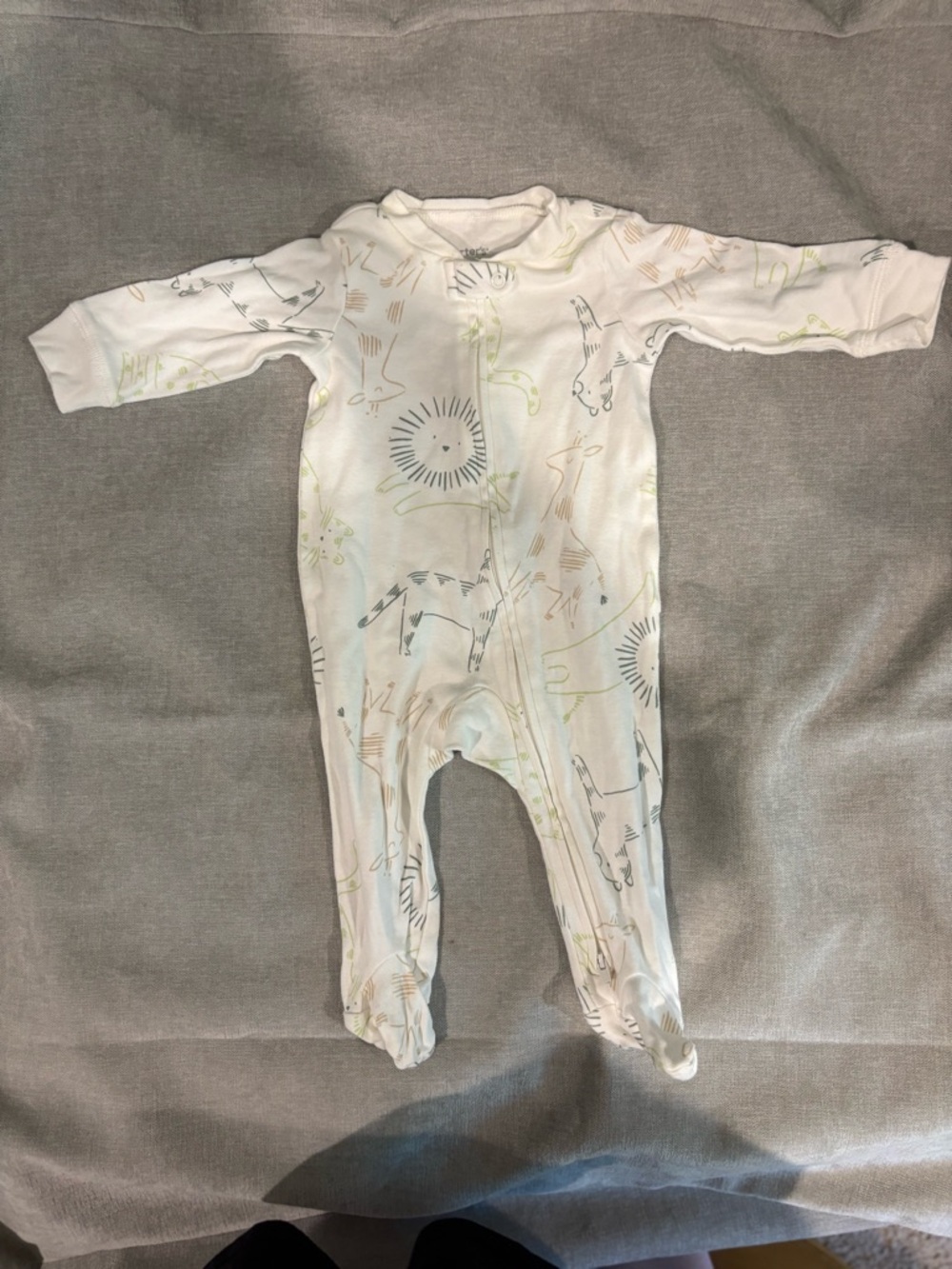 White Animal Print Baby One-Piece Footed Sleeper